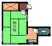 双葉荘(ワンルーム/1階)の間取り写真