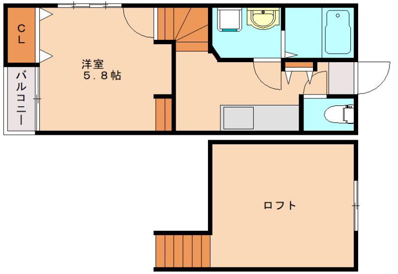 リフミック姪浜(1K/1階)の間取り写真