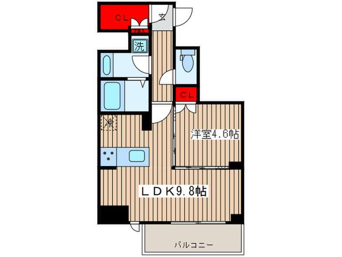 シェフルール新御徒町II(1LDK/10階)の間取り写真