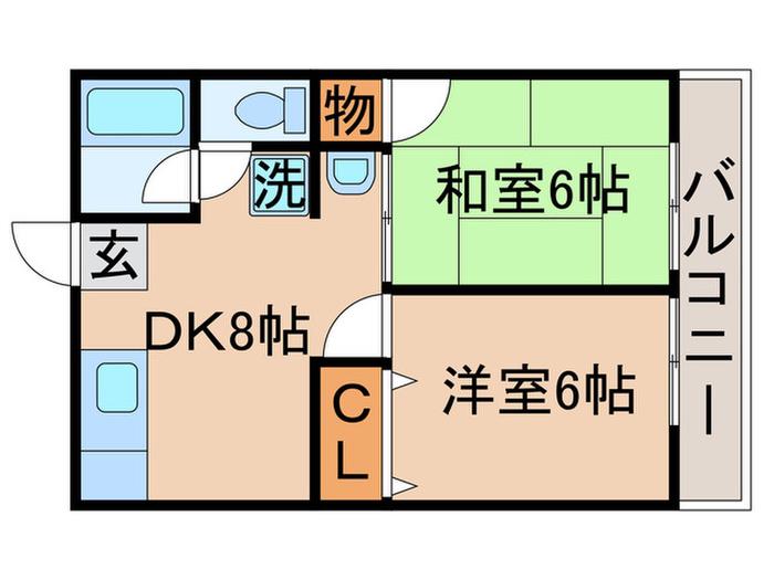 シティハイムヤマネ(2DK/2階)の間取り写真