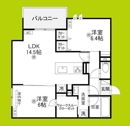 ココルトリシア(2LDK/2階)の間取り写真