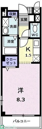 メゾン・ルミエール(1K/2階)の間取り写真