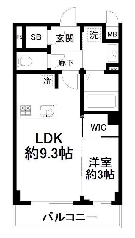 ソルテラス京都東寺HOMARE(1LDK/4階)の間取り写真