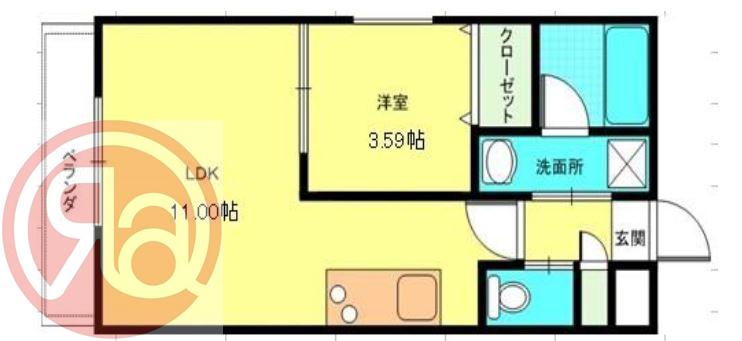FRENCIA NOIE 難波南(1LDK/11階)の間取り写真