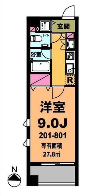 月村マンションNO30(1K/6階)の間取り写真