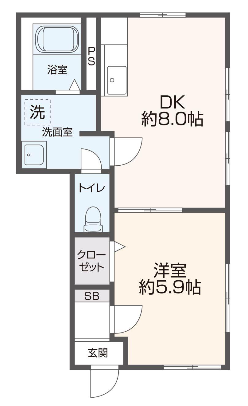 近鉄奈良線 河内小阪駅 徒歩7分 2階建 築22年(1DK/1階)の間取り写真