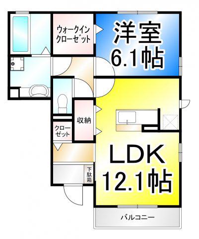オーチャード(1LDK/1階)の間取り写真
