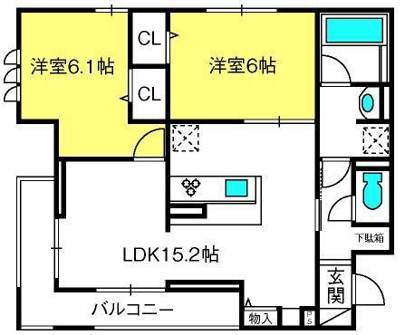 ヴィアレットVIII(2LDK/2階)の間取り写真