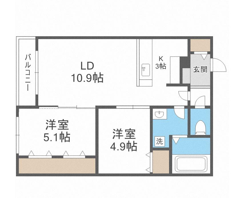 ATLANTIS HASSAMU(2LDK/4階)の間取り写真