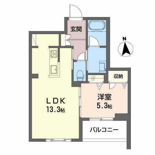 ルミエール ベレオ茶屋町(1LDK/3階)の間取り写真