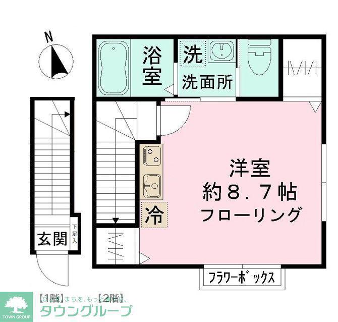 クレサージュ船橋海神(ワンルーム/2階)の間取り写真