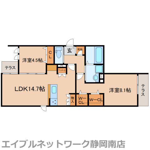 EMINENCEウエスト(2LDK/1階)の間取り写真