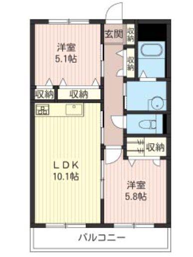メゾングレースA(2LDK/3階)の間取り写真