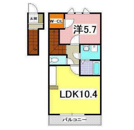 クローバー 魚住長坂寺(1LDK/2階)の間取り写真