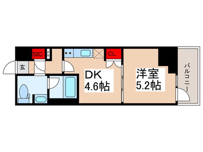 N′Sパークレジデンス森下(1DK/2階)の間取り写真