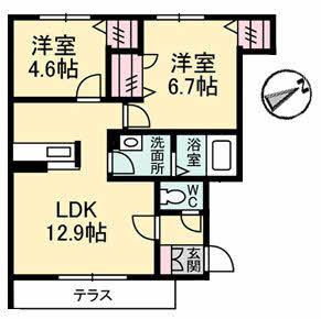 アトリエール(2LDK/1階)の間取り写真