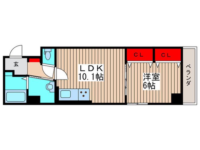 トニックコート本八幡南(1LDK/2階)の間取り写真