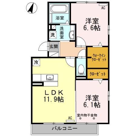 静岡県袋井市 3階建 築11年(2LDK/3階)の間取り写真