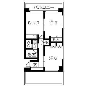 メゾン南桜塚(2LDK/5階)の間取り写真