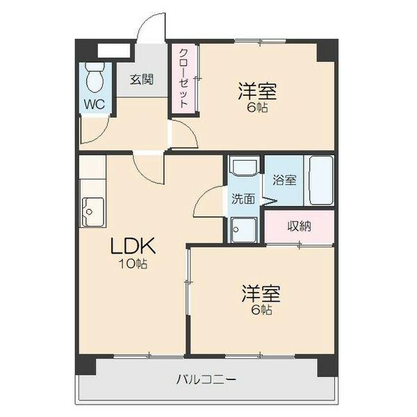 第5ヒルハイツ桃山(2LDK/2階)の間取り写真