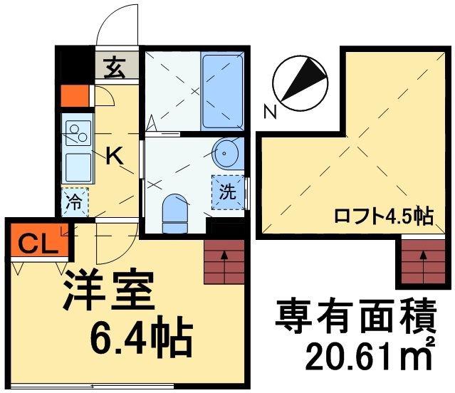 ハーモニックプレイス(1K/1階)の間取り写真