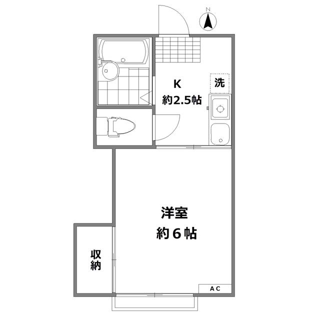 アーク等々力 A棟(1K/2階)の間取り写真