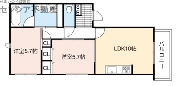 SHAMAISON AND YOU(2LDK/1階)の間取り写真