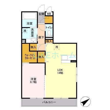 エクセル西船橋II(1LDK/2階)の間取り写真