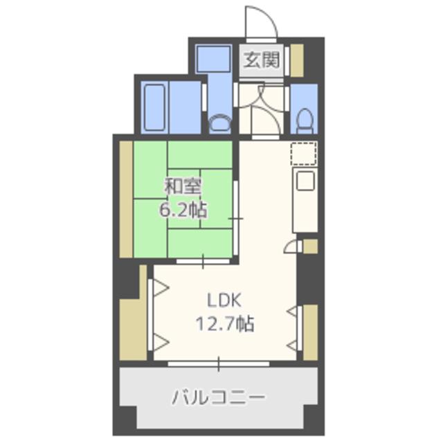 レジデンスカープ博多(1LDK/11階)の間取り写真