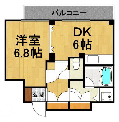 ドルチェ甲子園(1DK/2階)の間取り写真