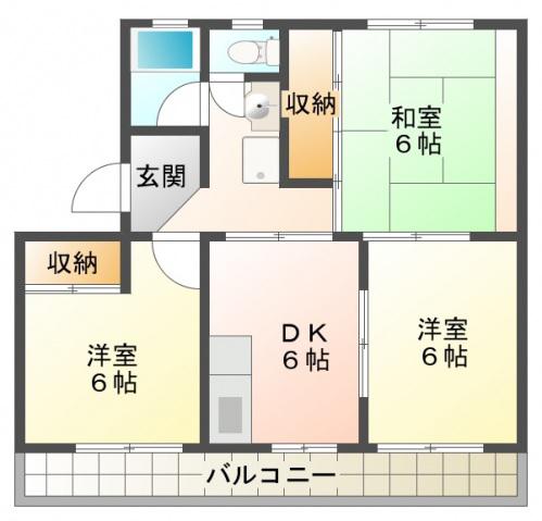 エステートI高柳(3DK/1階)の間取り写真
