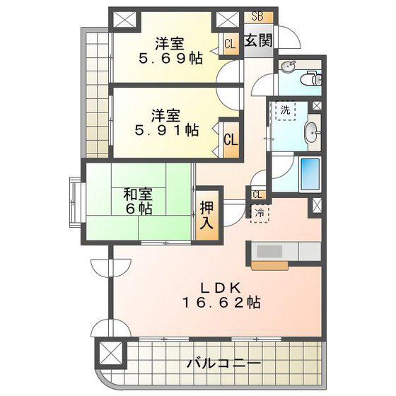 サンマンションアトレ青山(3LDK/3階)の間取り写真