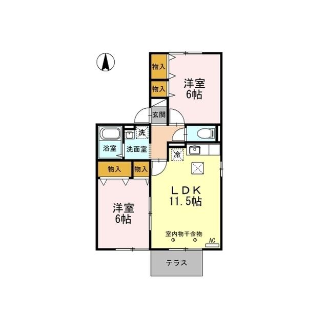 D-ROOM ルピナK・S(2LDK/1階)の間取り写真