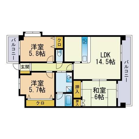 プレミューズ(3LDK/3階)の間取り写真