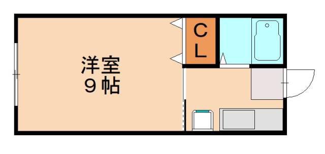 キャンパス赤間A(1K/1階)の間取り写真