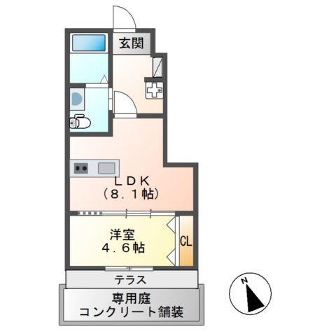 メイプル高洲(1LDK/1階)の間取り写真