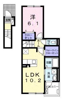 カトレアII(1LDK/2階)の間取り写真
