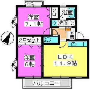 ユーゼットハイツII(2LDK/2階)の間取り写真
