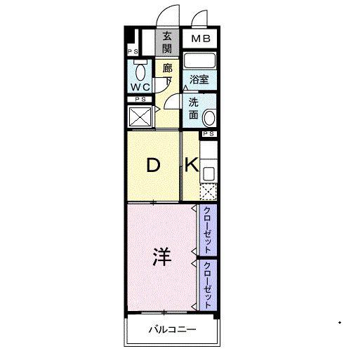 ラフレシール城南(1DK/3階)の間取り写真