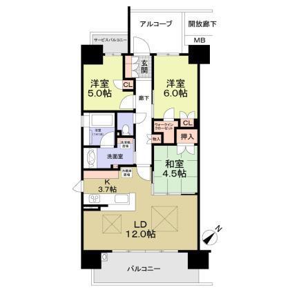 プレイズ泉大津(3LDK/10階)の間取り写真