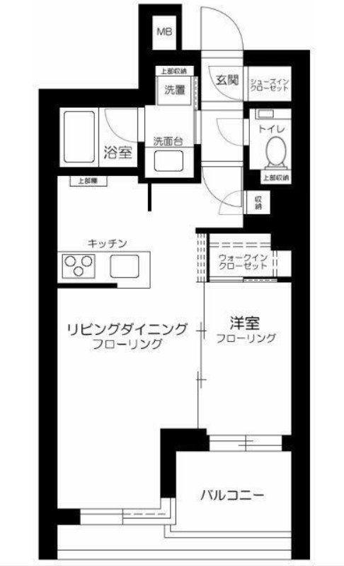 クレヴィア日本橋浜町公園(1LDK/4階)の間取り写真