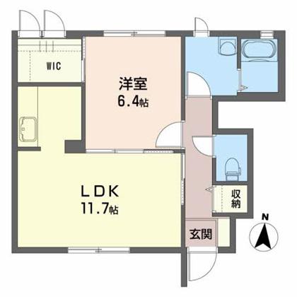 ブランシェK(1LDK/1階)の間取り写真
