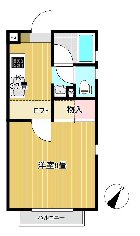 サンハイム(1K/2階)の間取り写真