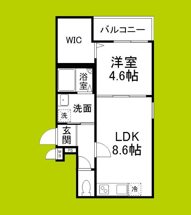 リアン富木(1LDK/1階)の間取り写真