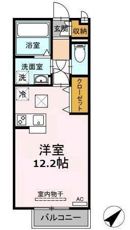 エーデルハイム浜乃木(ワンルーム/1階)の間取り写真