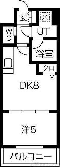 ベルファース緑地公園(1DK/4階)の間取り写真