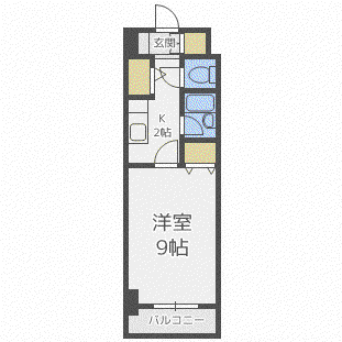 エレガンス円山(1K/2階)の間取り写真