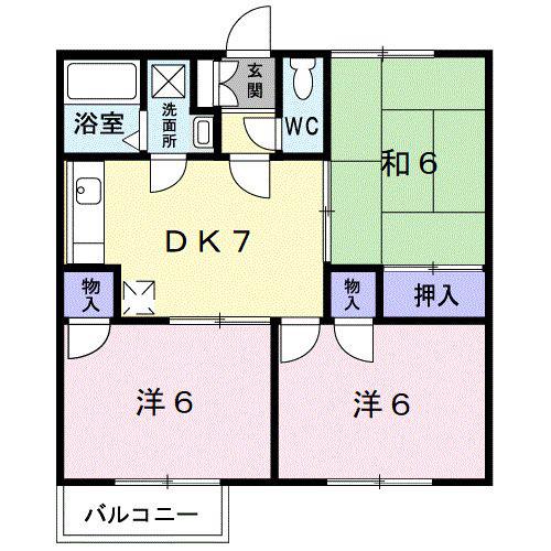 アップタウン2番館(3DK/2階)の間取り写真