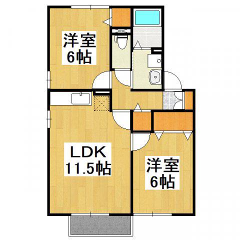 アサミレジデンスI(2LDK/2階)の間取り写真