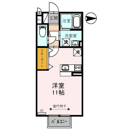 ディールーム和田東(ワンルーム/2階)の間取り写真